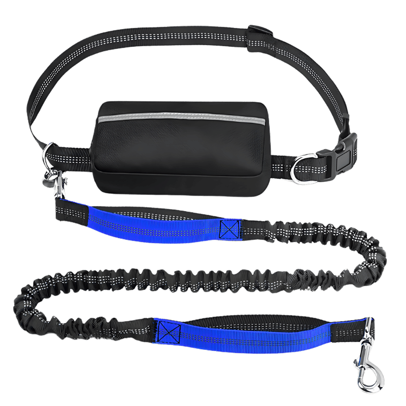Hands Free Λουρί Σκύλου με Ρυθμιζόμενη Ζώνη Μέσης και Θήκη Μπλε λουρί για τρέξιμο με σκύλο, ρυθμιζόμενη ζώνη μέσης και τσέπη αποθήκευσης, 27 έως 48 ίντσες, για ασφαλές τρέξιμο.